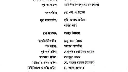 যুক্তরাজ্য আহব্বায়ক কমিটির অনুমোদন দিয়েছে এনসিপি