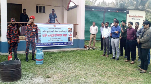 জাতীয় দুর্যোগ প্রস্তুতি দিবসে শান্তিগঞ্জে র‍্যালি ও মহড়া অনুষ্ঠিত