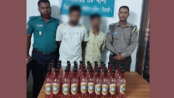 সাহেববাজারে ৪০ বোতল কেরুসহ আকাশ ও কিষান আ ট ক