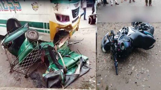 সিলেটে বাস-সিএনজি অটোরিকশা ও মোটরসাইকেলের ত্রিমুখী সং*ঘ*র্ষ, অতঃপর…