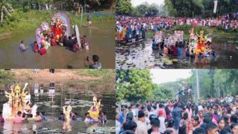 জৈন্তাপুরে শান্তিপূর্ণভাবে দুর্গা প্রতিমা বিসর্জন, শেষ হলো শারদীয় দুর্গোৎসব