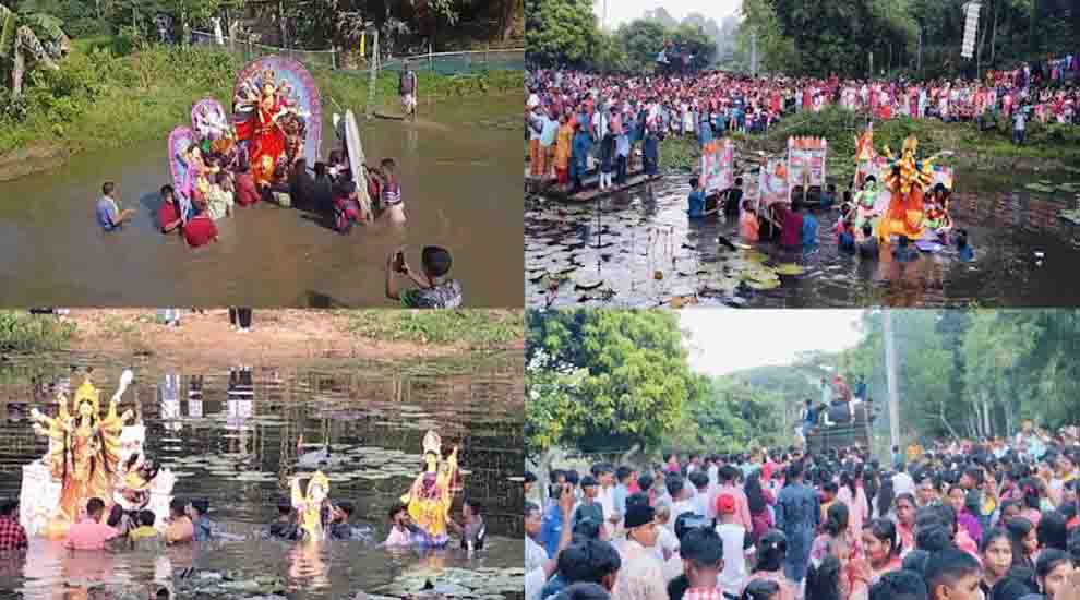 জৈন্তাপুরে শান্তিপূর্ণভাবে দুর্গা প্রতিমা বিসর্জন, শেষ হলো শারদীয় দুর্গোৎসব