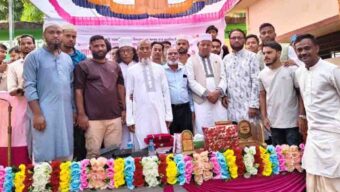 কানাইঘাটে দুই শিক্ষককে বর্ণাঢ্য সংবর্ধনা