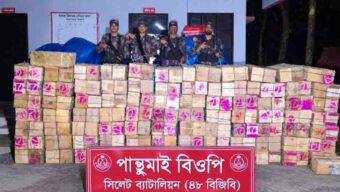 সিলেট সীমান্তে লাখ টাকার বুঙ্গার মালামাল ধরল বিজিবি